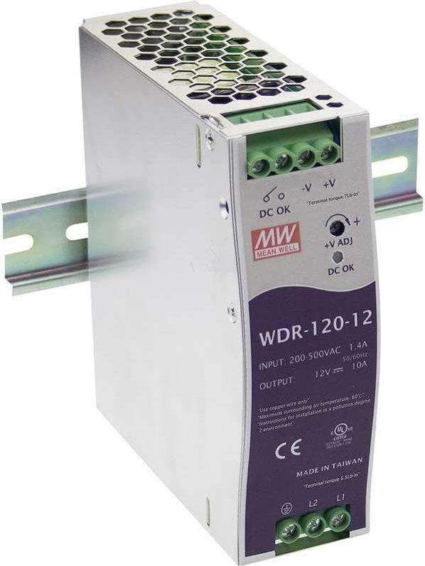 WDD WDR medio WDR -120-12 - 120 W - 180 - 550 V - 1,5% - 47 - 63 Hz - 0,7a/400VAC - 1,2a/230VAC - 50 ms (WDR -1220-12)