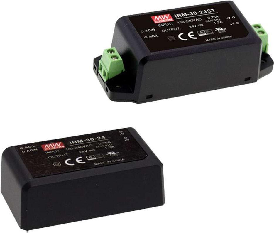 IRM medio IRM -30-24ST - 31,2 W - 85 - 264 - 440 Hz - 0,75a/115VAC - 0,5a/230VAC - 40 ms - 88,5% (IRM -30-24st))