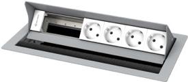 Kindermann Cableport Standard² 6 -fold - Case di socket per montaggio a filo - Superno di tensione x 4 - argento, RAL 9006