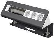 Kindermann Cableport Deskport 6 -fold - Housing Socket - Assemblaggio della superficie - Solto di tensione x 3 - Grigio ardesia