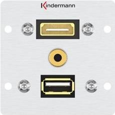 Kindermann Connect ALU ALU 50-Modulare Faceplate-SNAP-in-Mini-telefono stereo da 3,5 mm, HDMI, USB 3.0 Tipo A (7444000547)