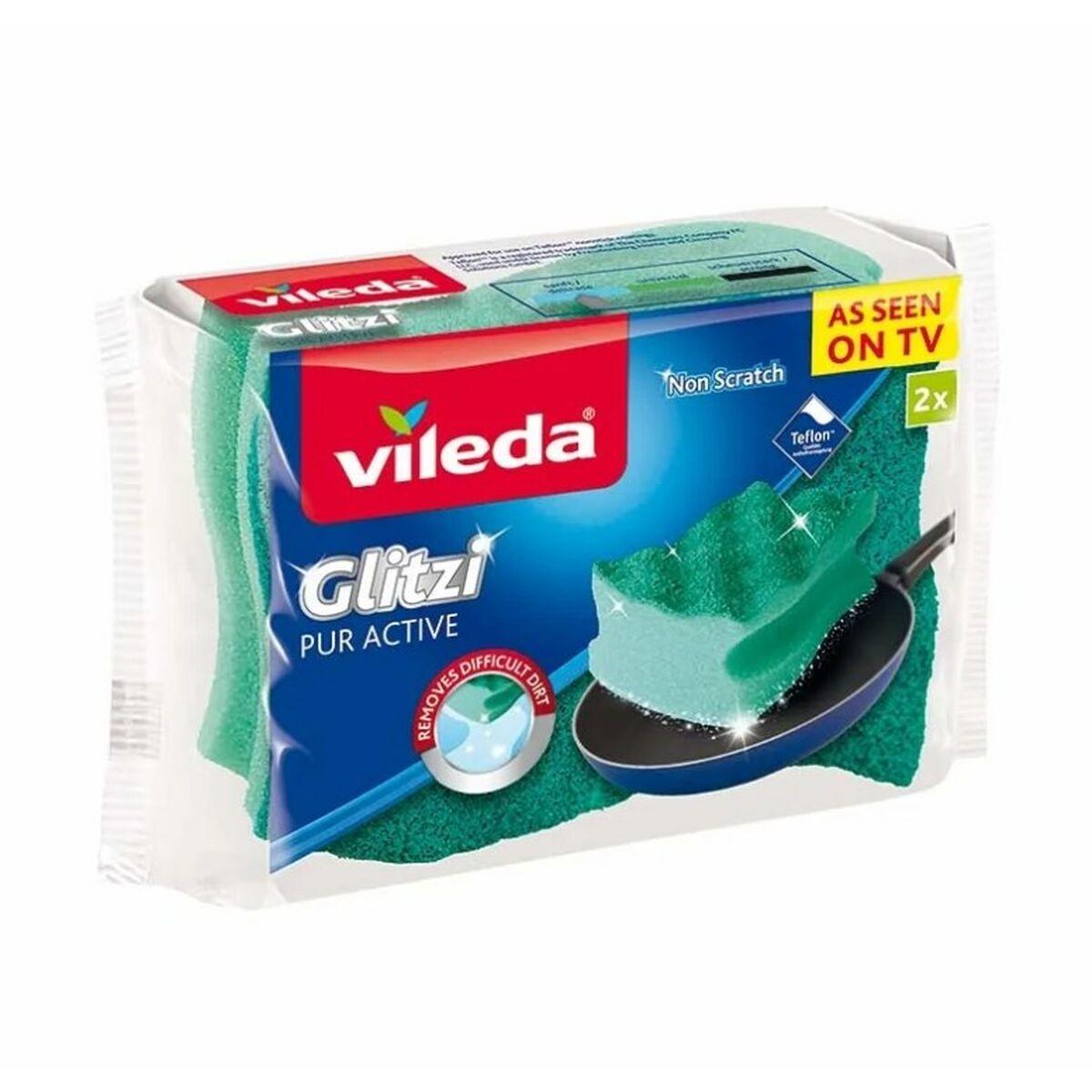 Spugna Vileda Glitzi Pur Active Verde Poliuretano 60 x 4 x 90 cm (2 UnitÃƒÂ )