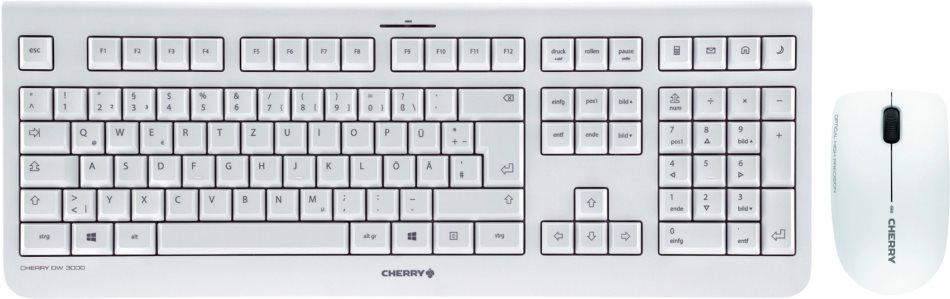 CHERRY DW 3000 - set tastiera e mouse - wireless - 24 GHz - tedesco - interruttore a chiave CHERRY LPK - bianco