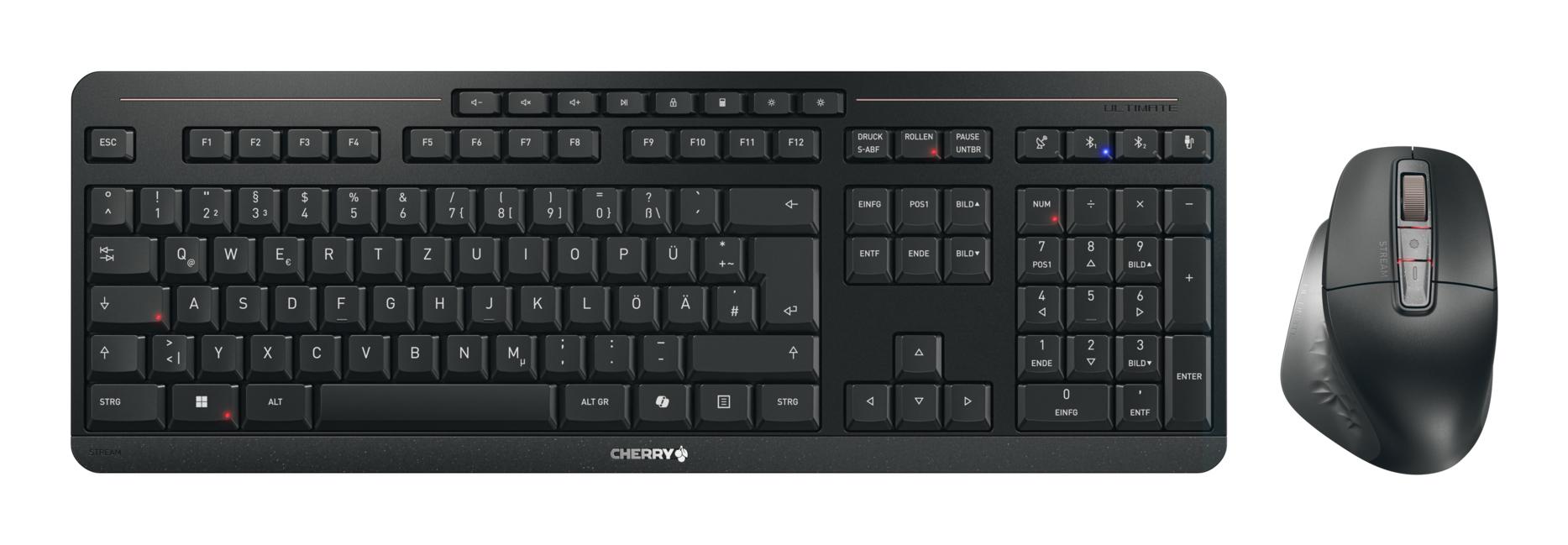 CHERRY Stream desktop ultimate tastiera Mouse incluso Casa/ufficio USB + RF Wireless + Bluetooth QWERTZ Tedesco Nero
