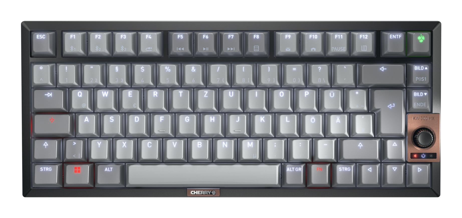 CHERRY KW 300 MX tastiera Casa USB + Bluetooth QWERTZ Tedesco Nero, Rame, Grigio