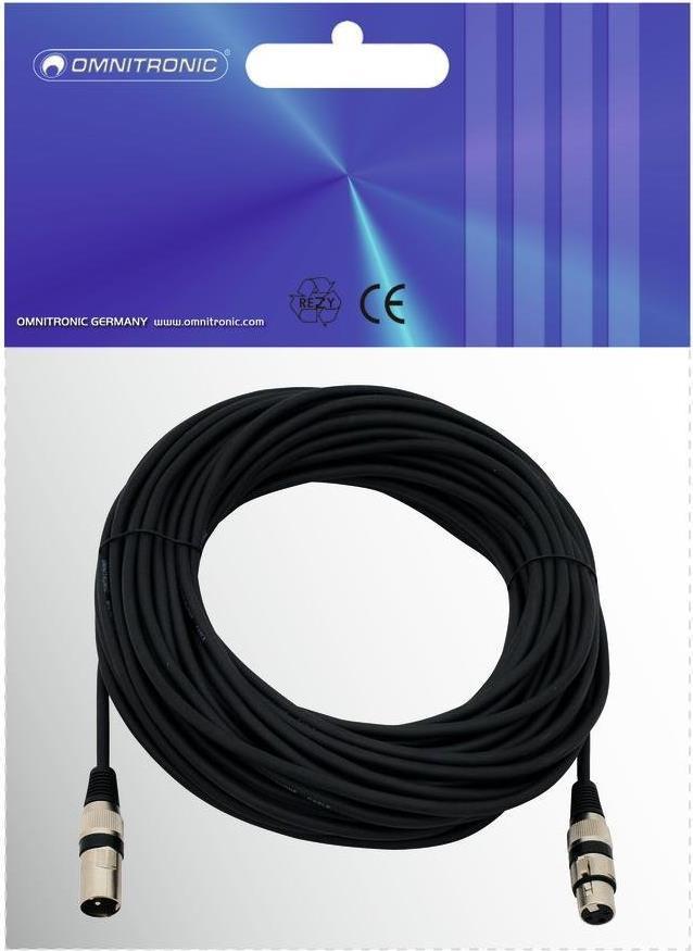Omnitronic 30220590 XLR Cavo di collegamento [1x XLR Plug 3 Poly-1x XLR Socket 3 Poly] 25,00 M nero (30220590)