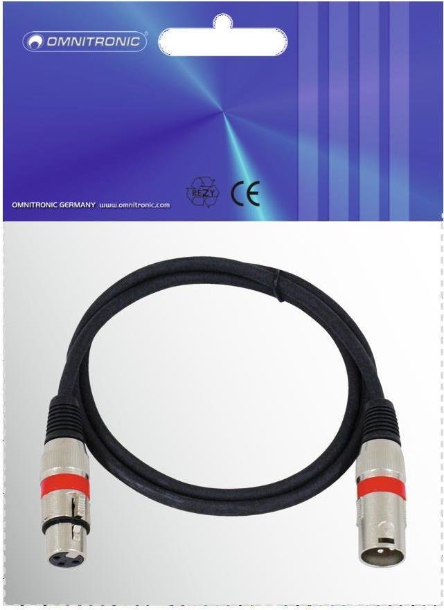Omnitronic 30220406 XLR Cavo di collegamento [1x XLR Plug 3 Poly-1x XLR Socket 3 Poly] 1,00 M nero (30220406)