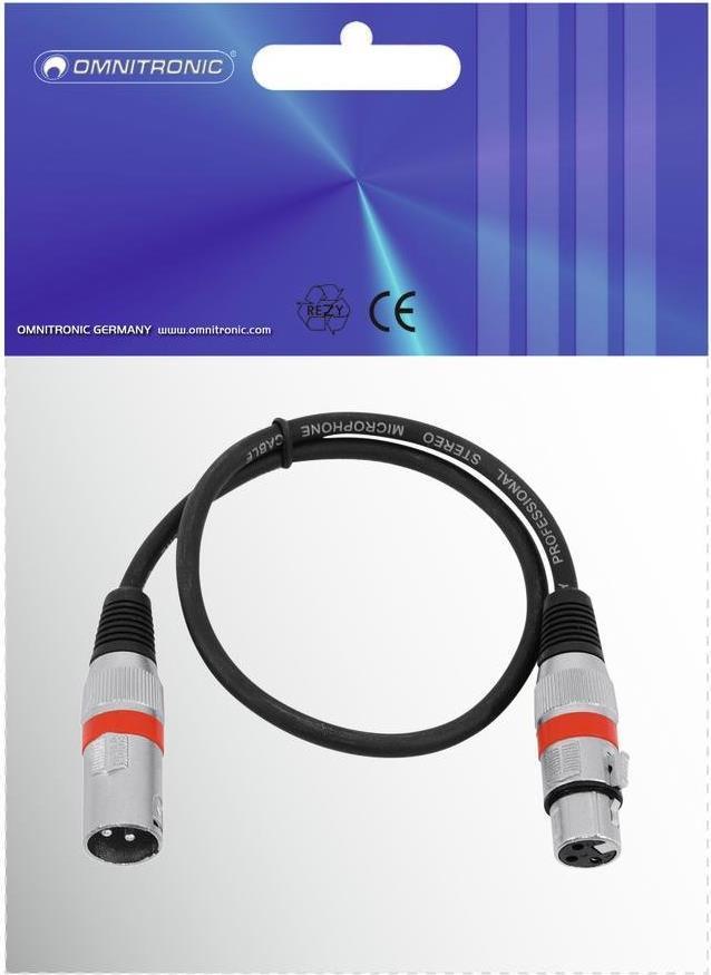 Omnitronic 30220401 XLR Colleging Cavo [1x XLR Plug 3 Poly-1x XLR Socket 3 Poly] 0,50 m nero (30220401)