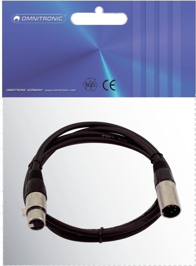 Omnitronic 30220765 XLR Colleging Cavo [1x XLR Plug 5 Poly-1X XLR Socket 5 Poly] 1,50 m Nero (30220765)