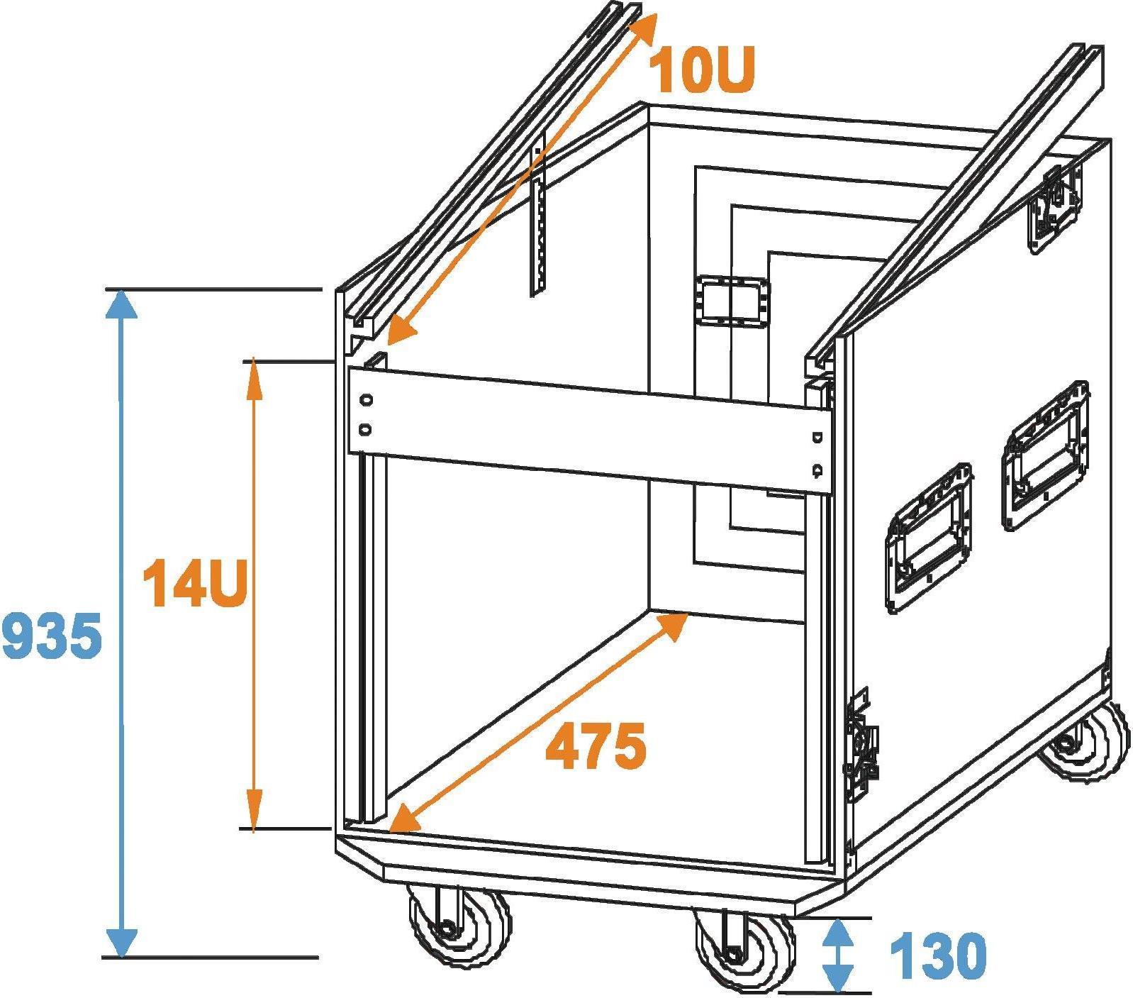 ROADINGER valigia combinata speciale professionale 14U con ruote (3010999P)