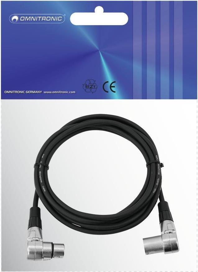 Omnitronic 30220632 XLR Cavo di collegamento [1x XLR Plug 3 Poly-1x XLR Socket 3 Poly] 3,00 m Nero (30220632)
