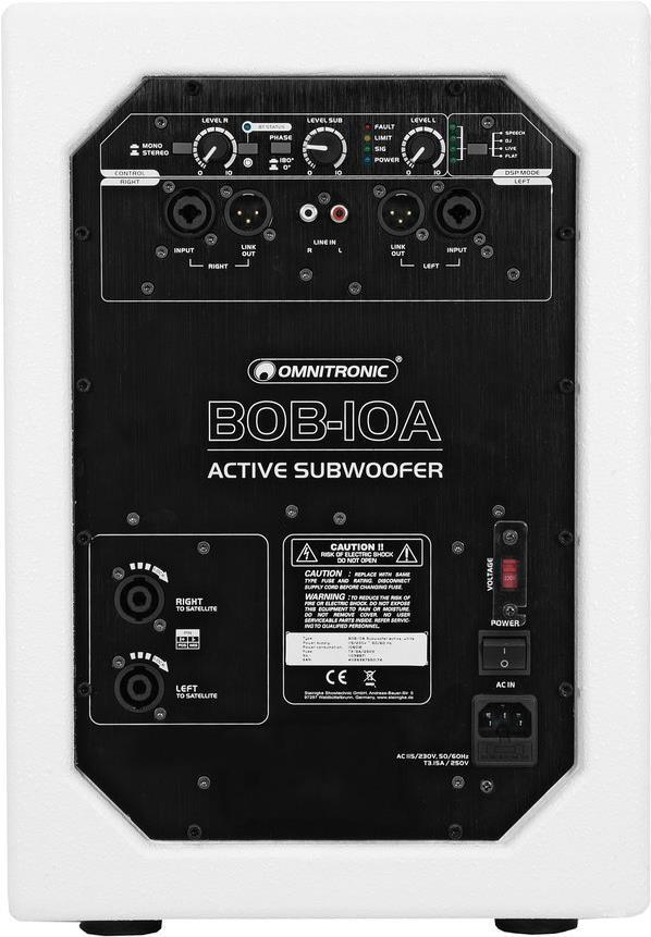 Omnitronic BOB-10A - 300 W - Subwoofer attivo - 45 - 250 Hz - 100 dB - 25 cm - 254 cm (10") (11038871)