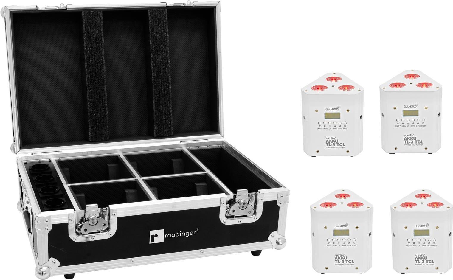 EUROLITE Set 4x BATTERIA TL-3 TCL bianca custodia con funzione di ricarica (20000650)