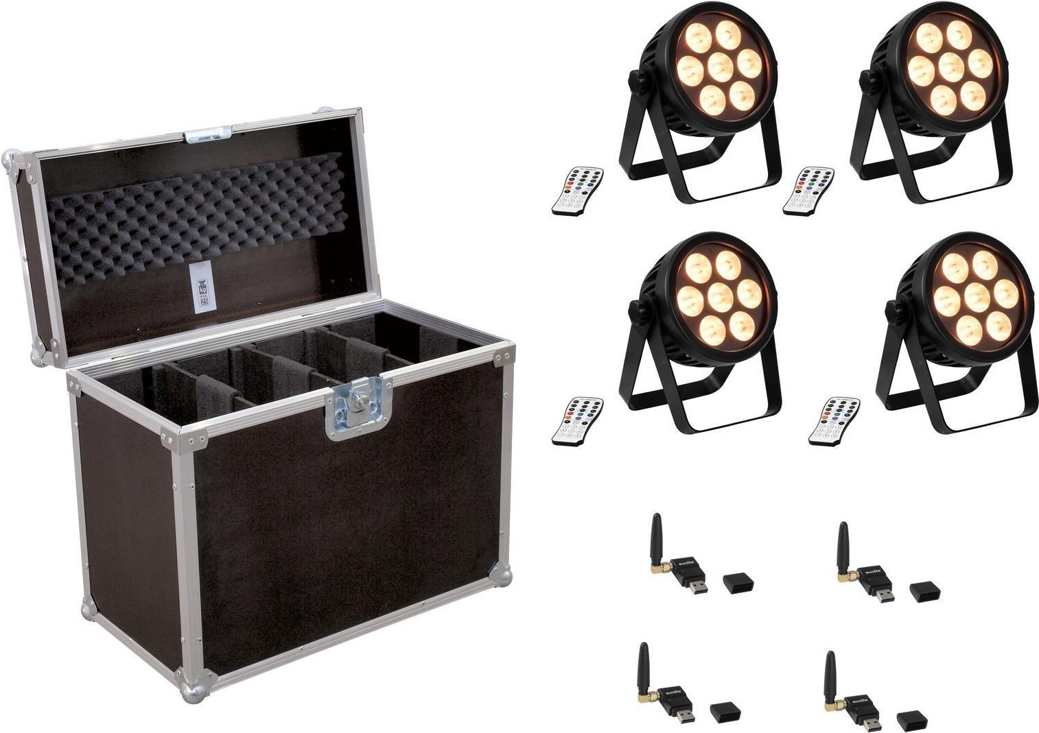 Eurolite Set 4x LED 7C-7 Silent Slim Spot USB QuickDmx Caso (2000857)