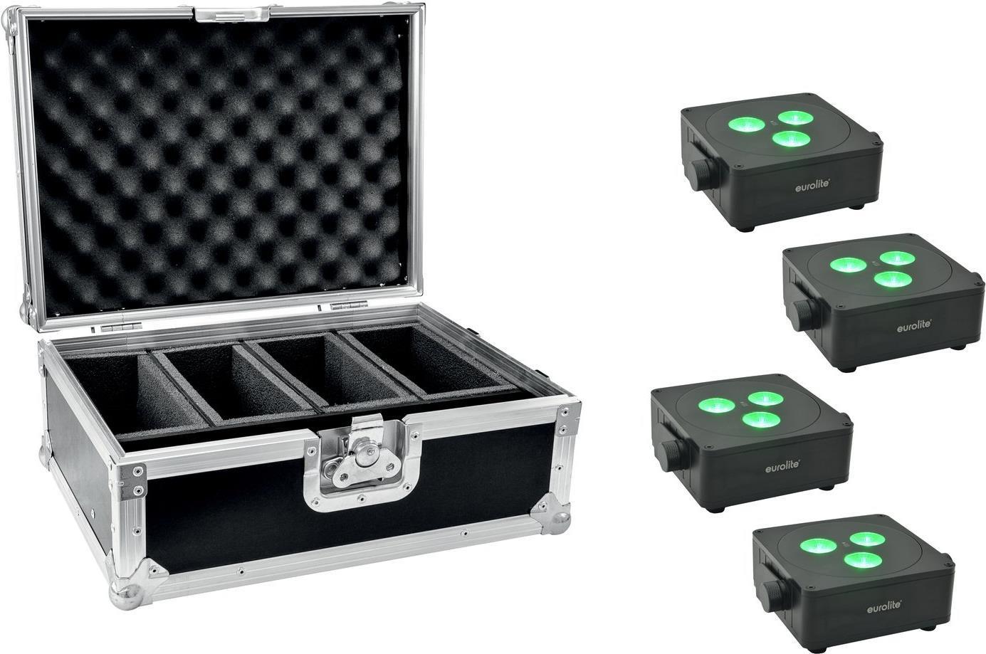 Eurolite set 4x batteria piatta IP piatta 3 SW Case (2000859)