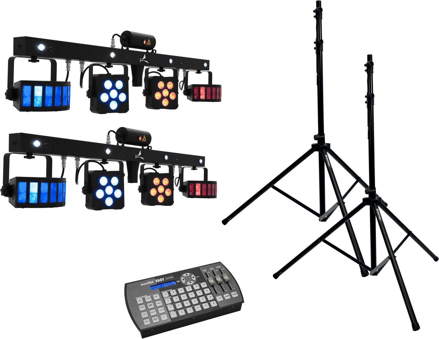 EUROLITE Set 2x LED KLS Laser Bar PRO Easy Show 2x supporto per altoparlanti M-4 (20000868)