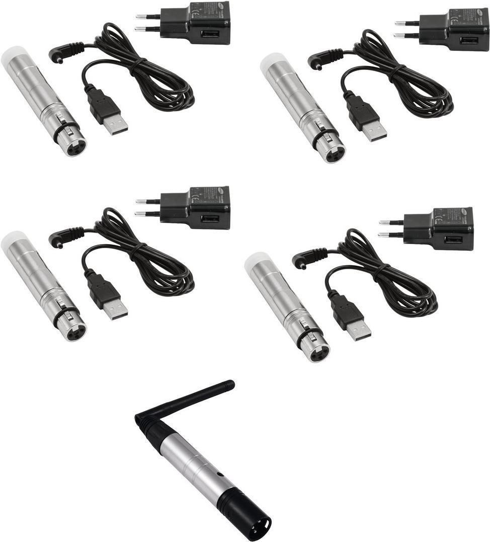 EUROLITE Set QuickDMX 1x trasmettitore 4x ricevitore BATTERIA (20000901)