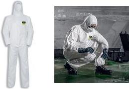 Tuta protettiva monouso uvex 5/6 classic bianca L protezione chimica tipo 5/6 PP spunbond con pellicola PE - 1 pezzo (9844911)
