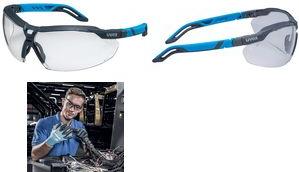 Occhiali protettivi i-5 metal free con stanghette regolabili - lenti in PC trasparente Uvex blu/antracite - 9183265