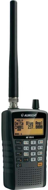 Radioscanner Albrecht AE 125 H comprensivo di clip da cintura, caricabatterie, batterie