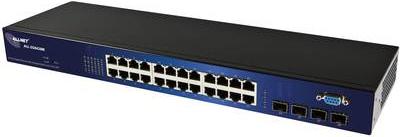 24 Port Gigabit Kupfer Managed Switch + 4x SFP Slots, 8K MAC Speicher, 10K Jumbo-Frame, 64 Static VLAN, Port Based VLAN, Tagged