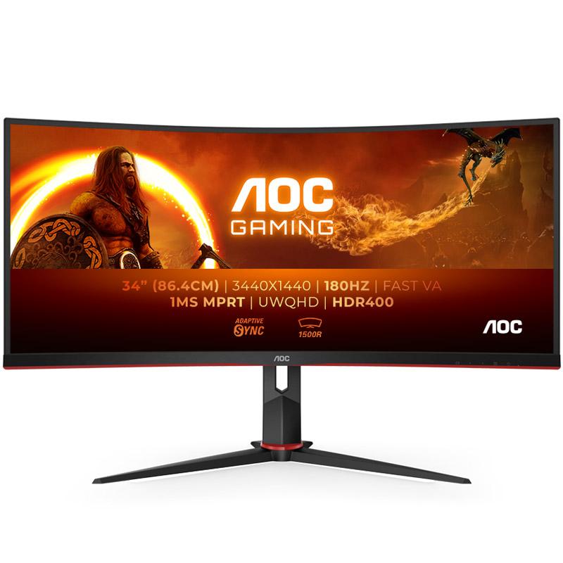 AOC G2 CU34G2XP Monitor PC 86,4 cm [34] 3440 x 1440 Pixel UltraWide Quad HD LED Nero (AOC 34 VA MONITOR SPK CUR CU34G2XP/BK)