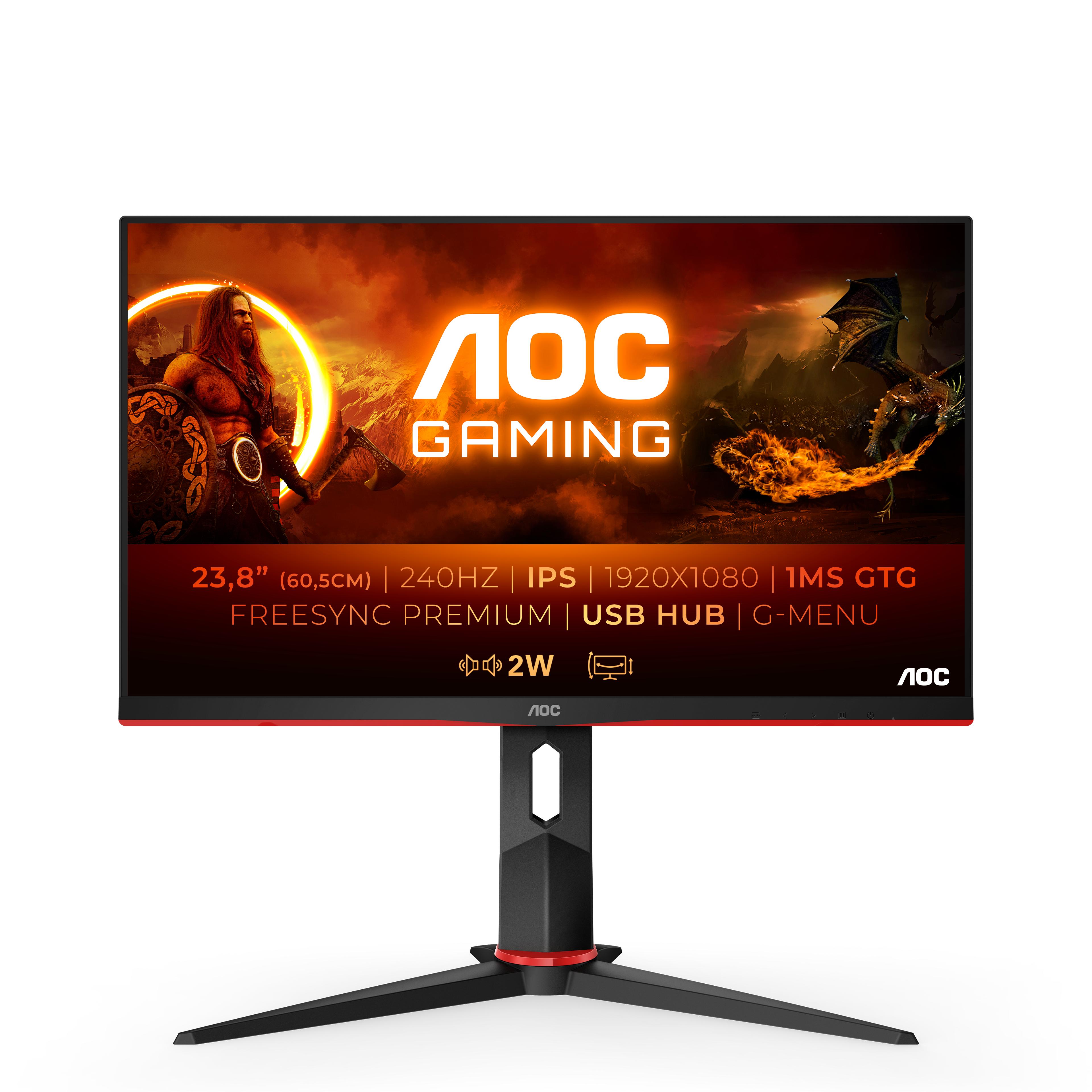 AOC G2 24G2ZU/BK LED display 605 cm (23.8") 1920 x 1080 Pixel Full HD Nero Rosso