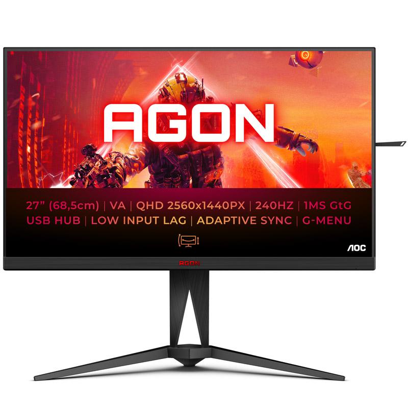 AOC AGON 5 AG275QZN/EU Monitor PC 686 cm (27") 2560 x 1440 Pixel Quad HD Nero Rosso