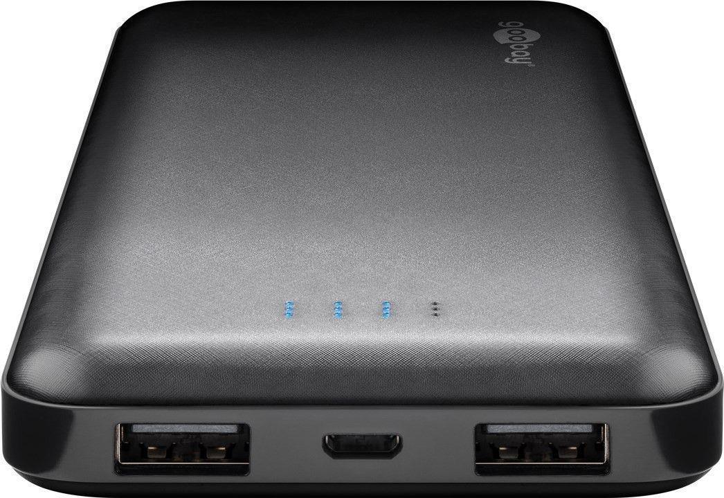Powerbank Slimline 10.0 (10.000 mAh), nero, 0,3 m - design pratico con potente 10.000 mAh e 2 porte USB