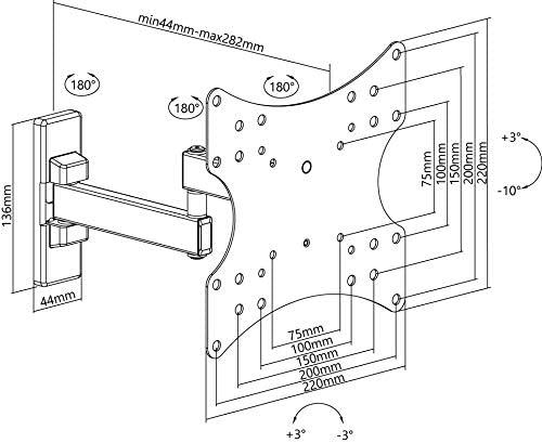 Supporto da parete per TV Basic Basic FULLMOTION (S) nero - per TV da 23" a 42" (58-107 cm) doppio snodo del braccio completame
