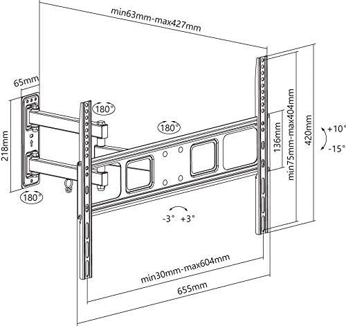 Supporto da parete per TV Basic Basic FULLMOTION (L) nero - per TV da 37" a 70" (94-178 cm) completamente mobile (girevole e in