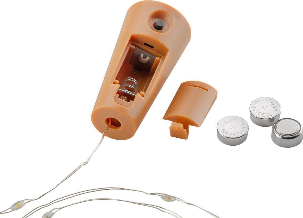 Catena leggera goobay 10 a led, tra cui timer, decorazione di luce marrone-atmosferica più luminosa per bottiglie di vetro (49
