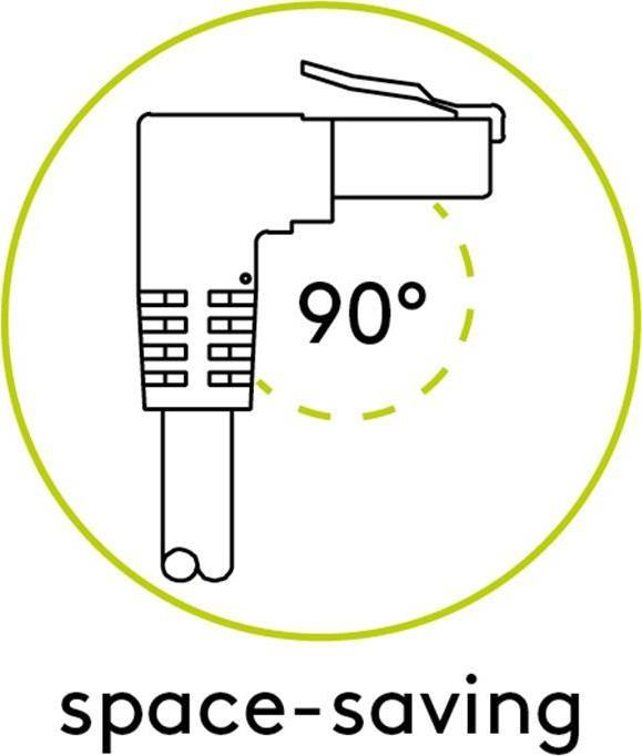 Goobay Wentronic - Cavo patch - RJ -45 (m) angolato fino a RJ -45 (m) solo - 1,0m - 6 mm - SFTP, PIMF - Cat 6 - Contatti a bord