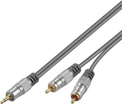 Cavo adattatore audio mp3 wentronic, 1,5 m, grigio-jack da 3,5 mm (3-pin, stereo), spine da gioco 2x (audio sinistra/destra) (5