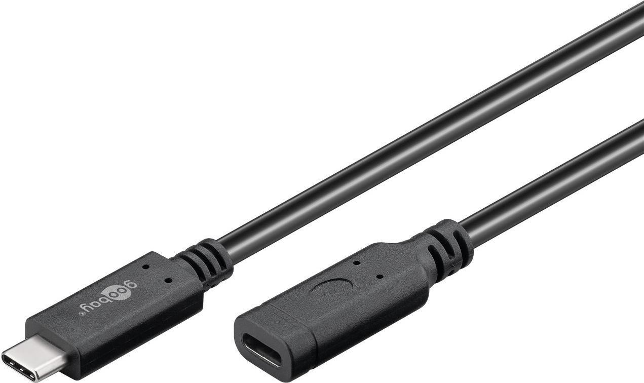 Goobay 61038 cavo USB 1 m USB 3.2 Gen 2 [3.1 Gen 2] USB C Nero (Goobay USB-C 3.2 Gen 2 Extension Cable - Black)