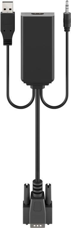 Goobay 61259 cavo e adattatore video 0,16 m VGA [D-Sub] + 3.5mm + USB Type-A HDMI Nero (Goobay VGA to HDMI Adapter Cable - Blac