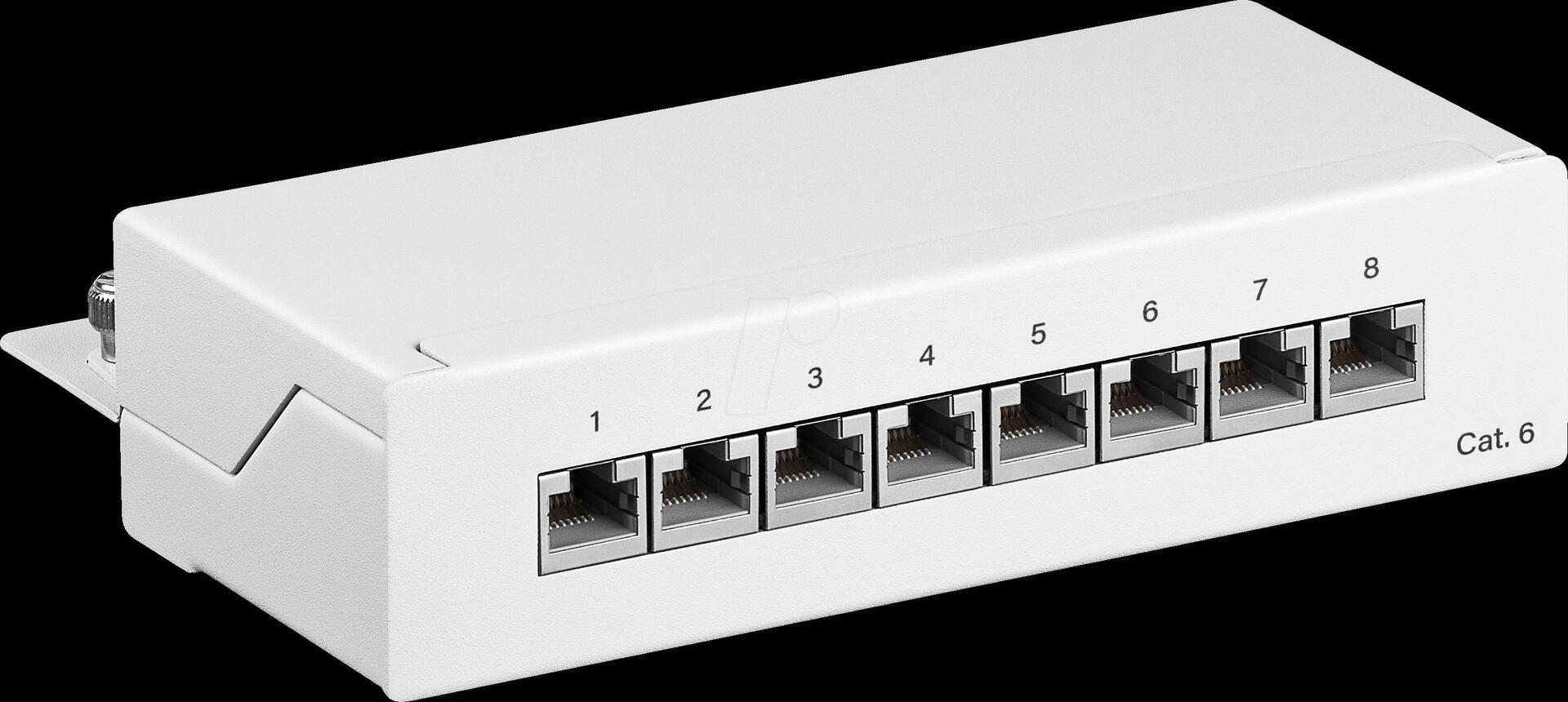 Pannello patch mini/desktop CAT 6 8 porte bianco - schermato STP