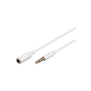 CAVO PROLUNGA AUDIO 35 MM 4 POLI MASCHIO/FEMMINA PROLUNGA PER CUFFIE/MICROFONO SU SMARTPHONE MT 2 BIANCO