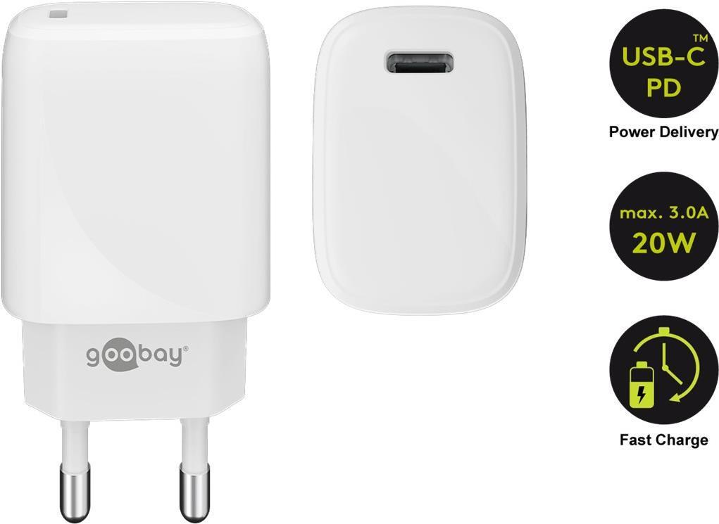 Caricabatterie rapido Goobay USB-C PD (20 W) bianco (65406)