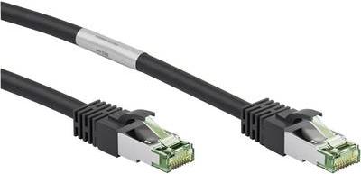 Cavo patch CAT8.1 0,25 m S/FTP nero PiMF, 2xRJ45, pellicola, treccia