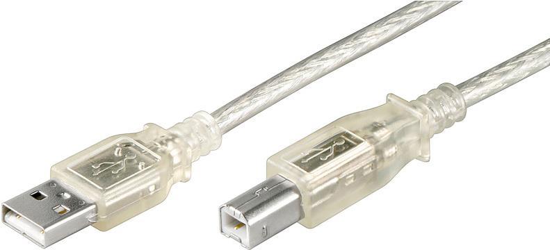 Wentronic USB AB 180 HiSpeed TRANS 2.0 18 m - USB A - USB B - Maschio/Maschio - Trasparente (68972-GB)