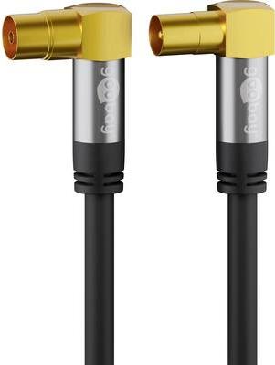Goobay Wentronic - Cavo antenna - Connessione IEC (W) Angolata alla connessione IEC (M) - 1 m - Scherzatura a 4 -strato - 135 d