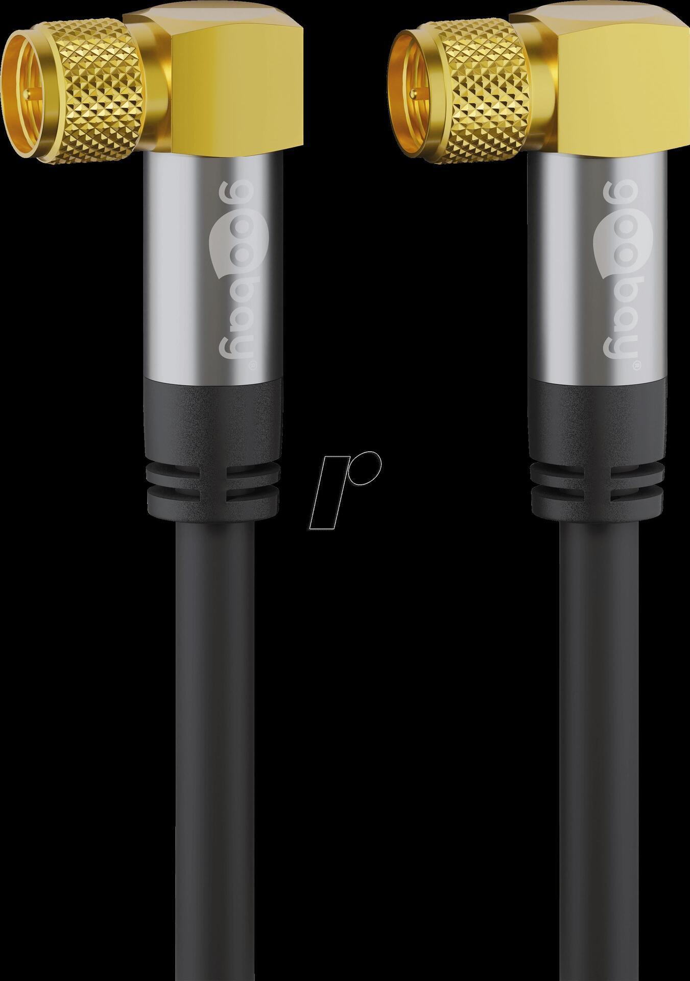 Goobay WADRONIC - Cavo antenna - F -Plug (M) angolato a F -Plug (M) angolato - Schermo di 5 m - 4 -rayer - 135 dB - nero - robu