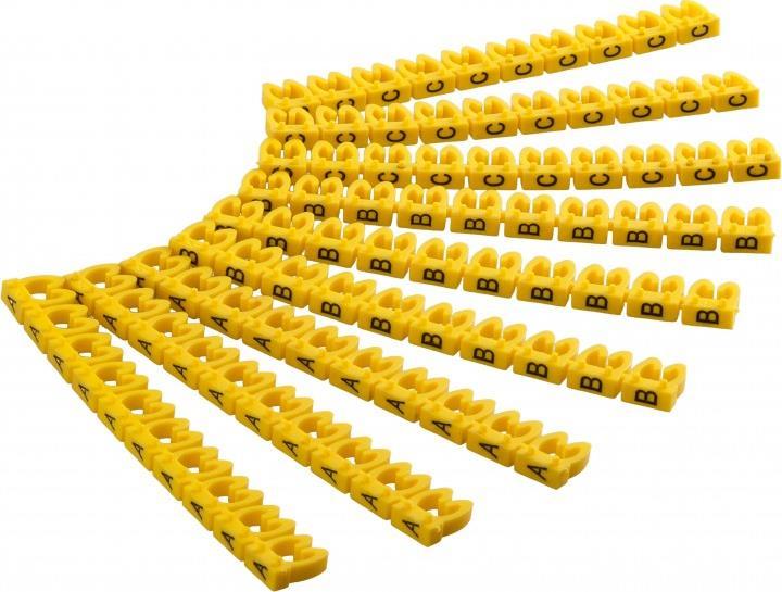 Clip di marcatore cavo Goobay "Lettere A-C", per diametro del cavo fino a 4 mm, anelli di etichettatura color 4 mm 3x 30 pezzi