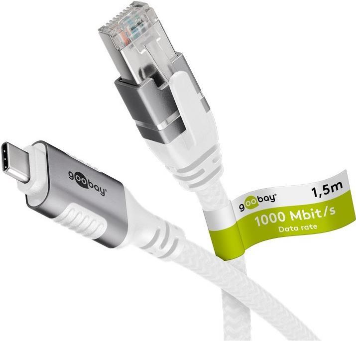 Goobay 74166 - Cavo di rete di rete USB 3.1 Tipo C Gigabit Ethernet 1,5 M - Scheda di rete - 1.000 Mbps (74166)