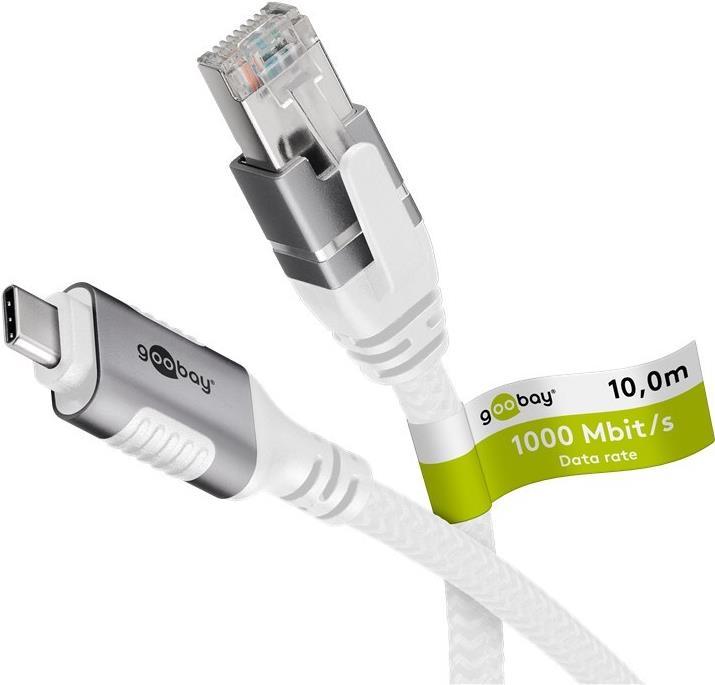 Goobay 74180 - Cavo Adattatore di rete USB 3.1 Tipo C Gigabit Ethernet 10 M - Scheda di rete - 1.000 Mbps (74180)