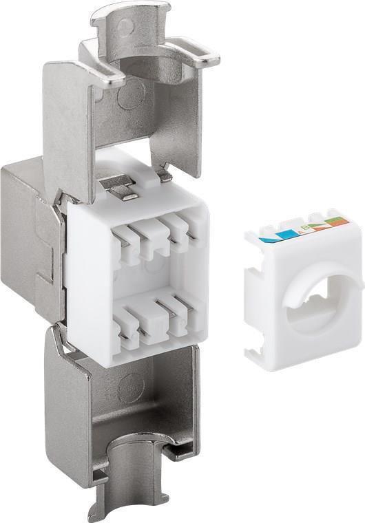 WASEronic Goobay Cat 6A Keystone RJ45 Jack, STP schermato, 500 MHz, linea sottile - per l'installazione in campi di distribuzio