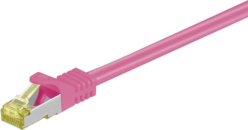 Cavo patch CAT6A S/FTP (PiMF) 2,0 m 500 MHz con cavo grezzo CAT 7 magenta