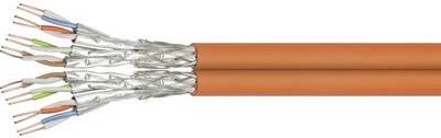 WADRONIC Goobaycat.7 Cavo di rete duplex Rohkabela, S/FTP (PIMF), arancione, 100 M - Cu, AWG 23/1 (solido), LSZH (91891)