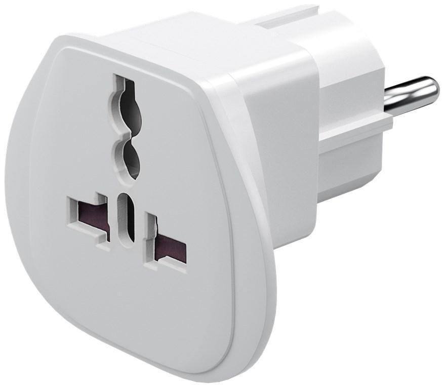 Goobay 94026 cavo di alimentazione Bianco CEE7/7 (Goobay Travel Adapter Safety Plug System CEE7/7)